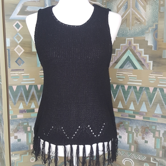 Anthropologie Pepin black boho sleeveless sweater - Picture 4 of 9